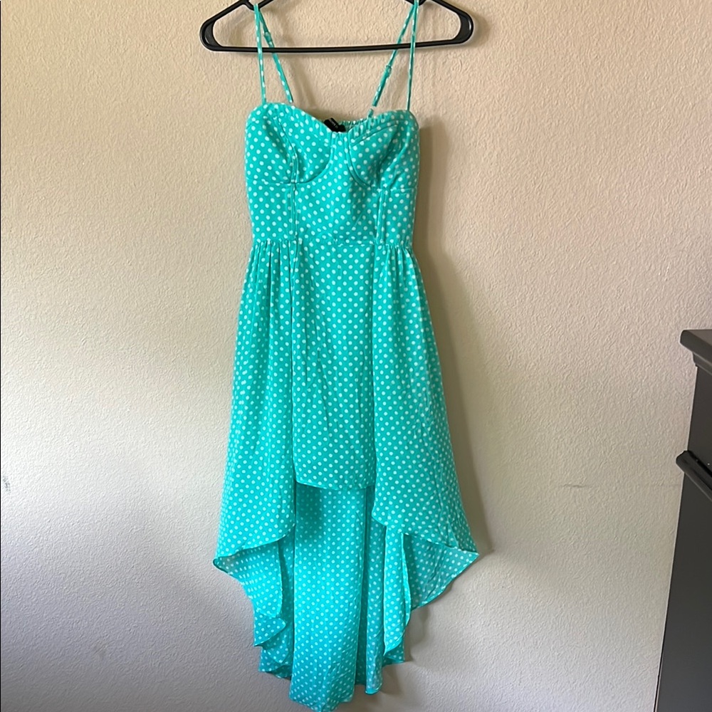 Forever 21 mint green and white polka dot Asymmetrical High-Low Sundress